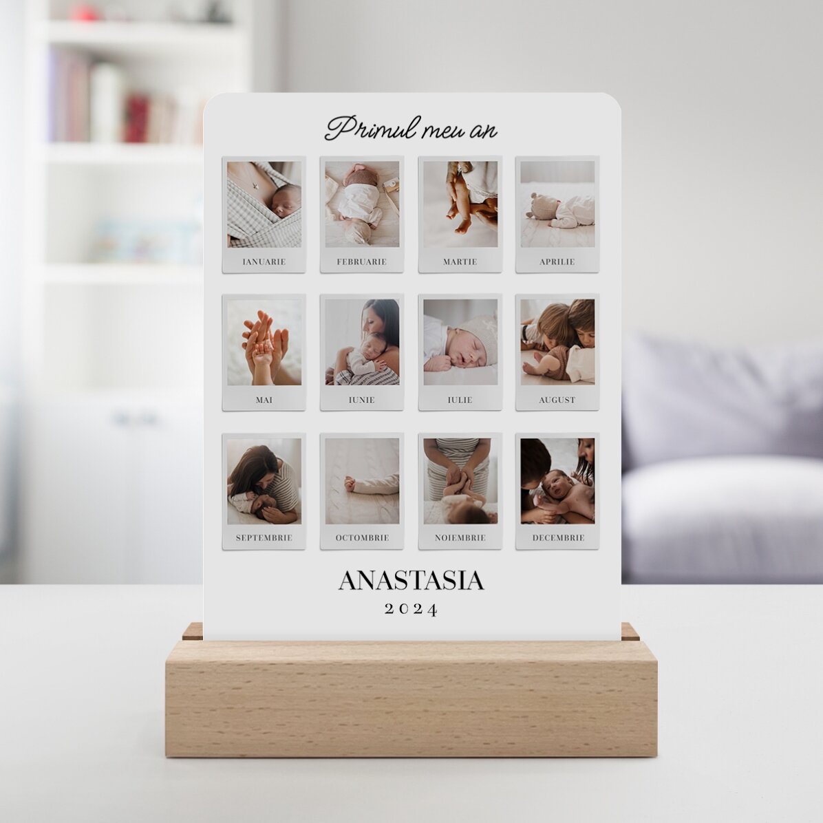 Personalizovaná LED noční lampička s 12 fotografiemi – My First Year