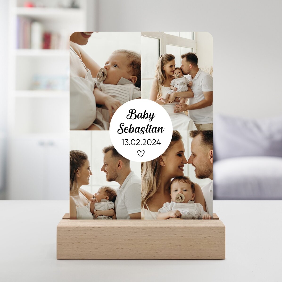 Personalizovaná LED noční lampička se 4 fotografiemi a textem