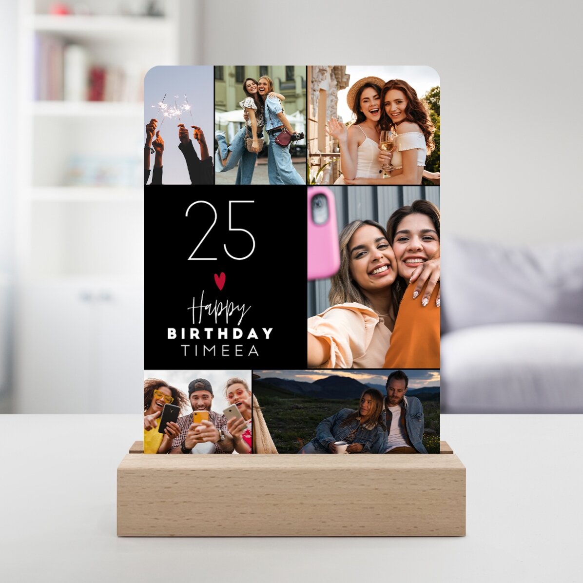 Personalizovaná LED noční lampička se 6 fotografiemi a vzkazem