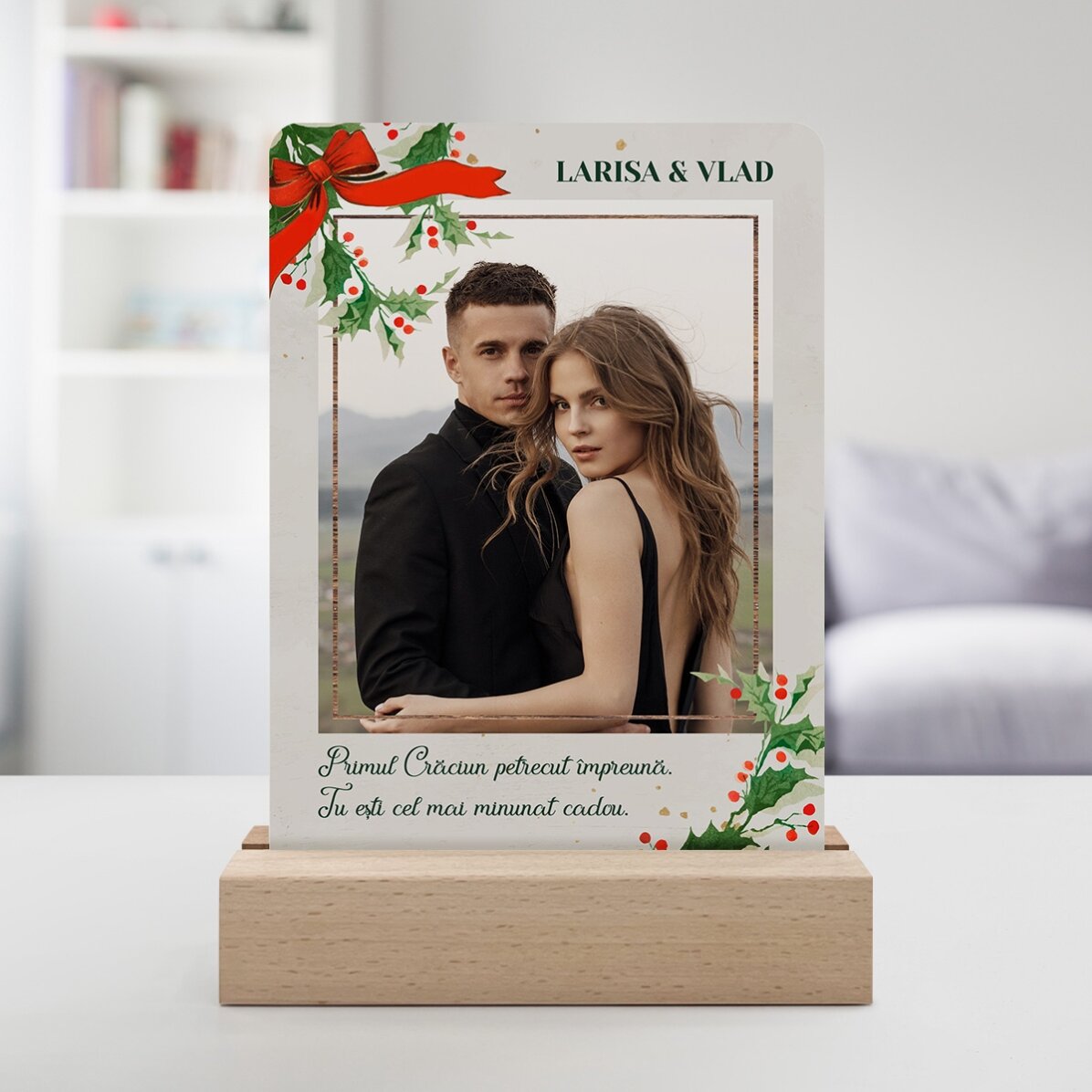 Personalizovaná LED noční lampička s fotografií a vzkazem – Vánoce