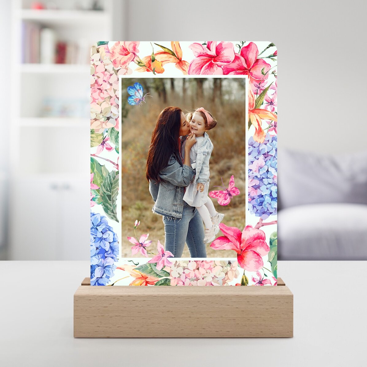 Personalizovaná LED noční lampička s fotografií – Jarní květiny