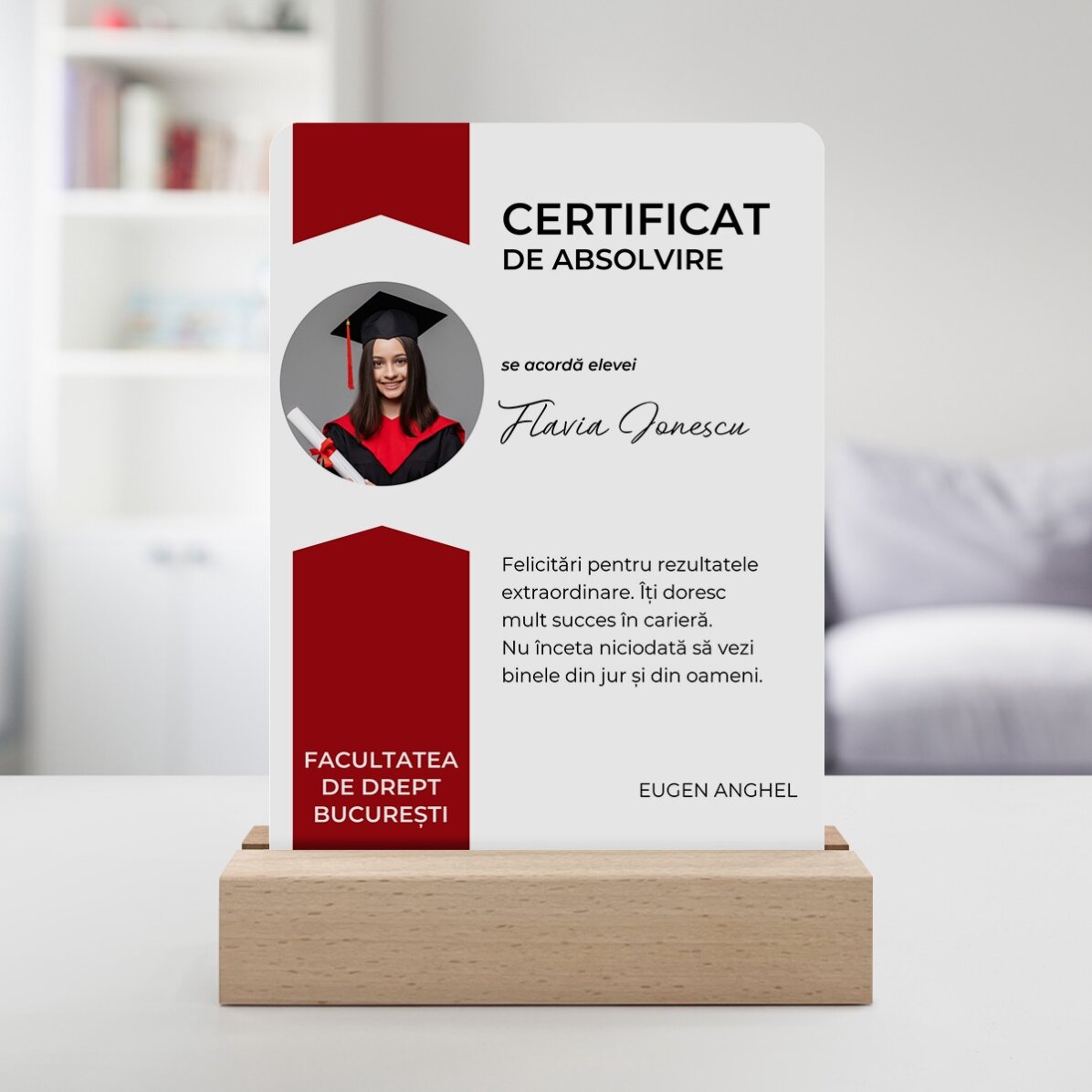 Personalizovaná LED noční lampička s fotografií a vzkazem – Certifikát uznání