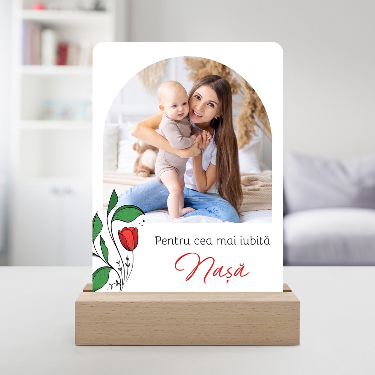 Personalizovaná LED noční lampička s fotografií a textem – milá vzpomínka