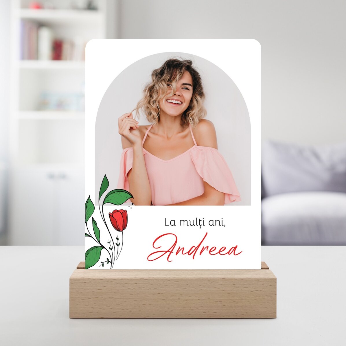 Personalizovaná LED noční lampička s fotografií a textem – milá vzpomínka