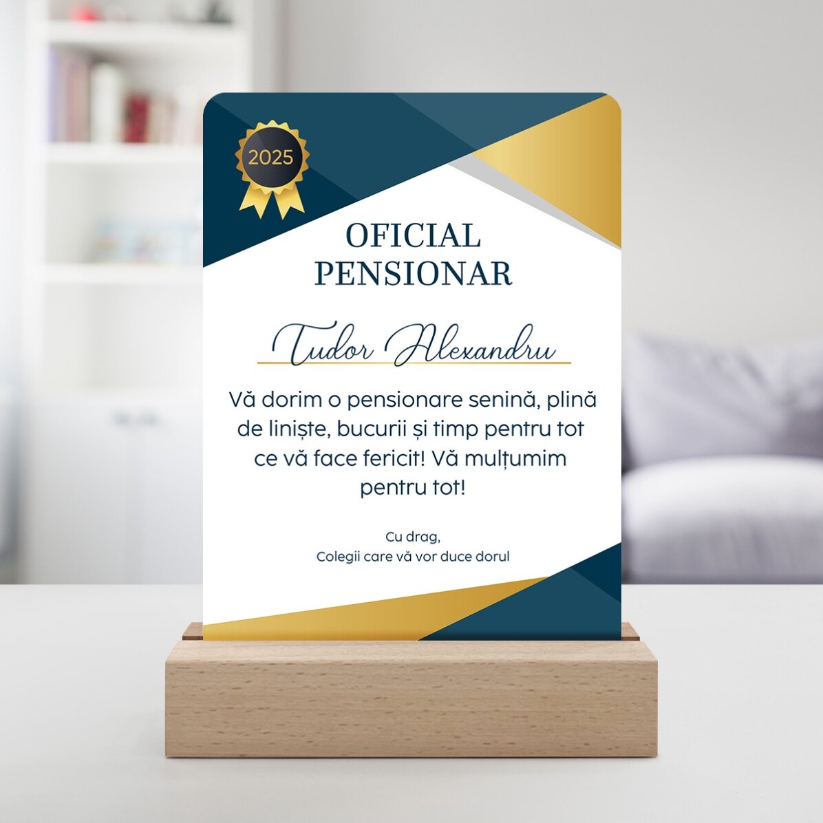 Personalizovaná LED noční lampička s nápisem – Oficiálně v důchodu