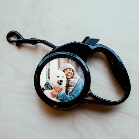 Personalised dog leash with two photos