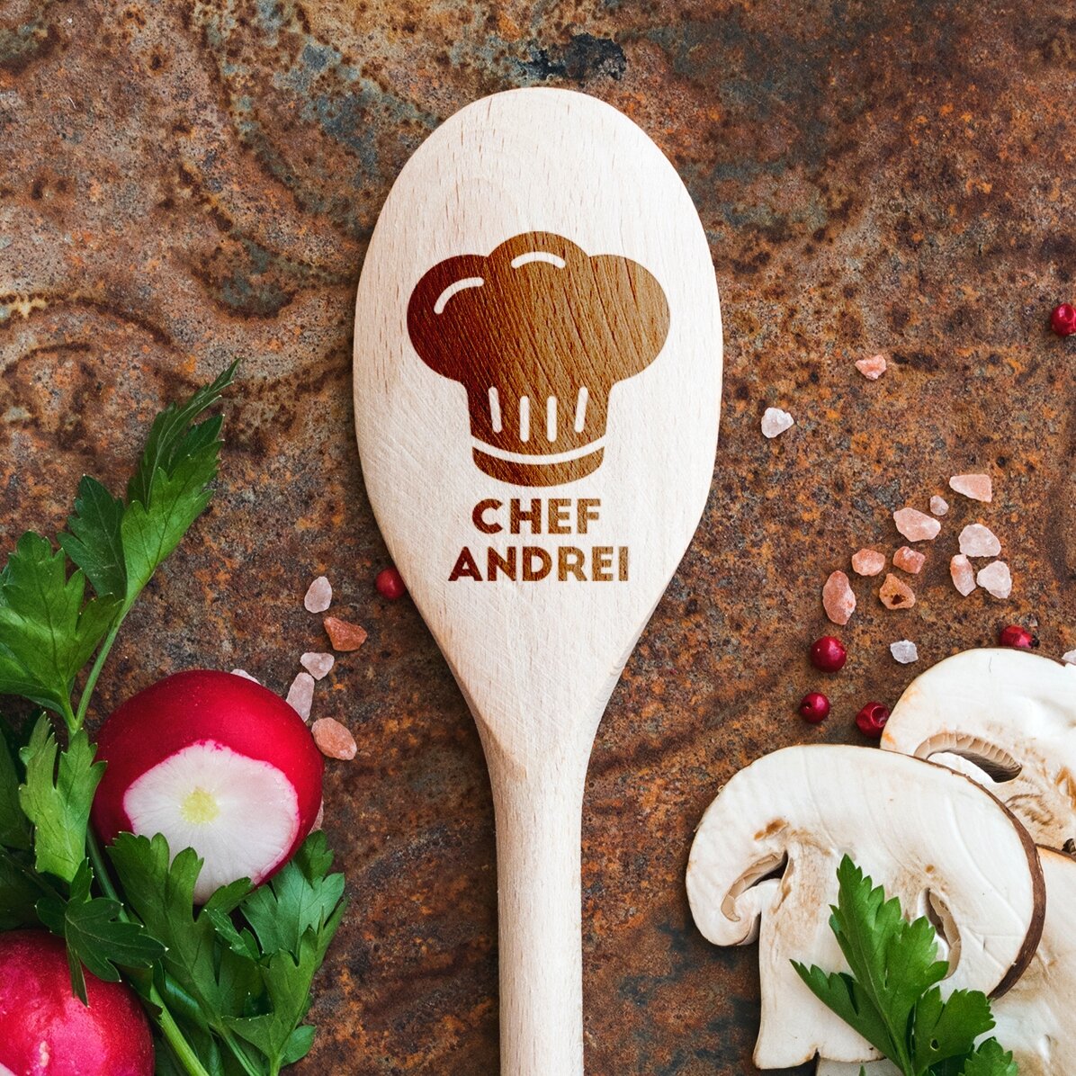 Dřevěná lžíce s vlastním potiskem – Chef