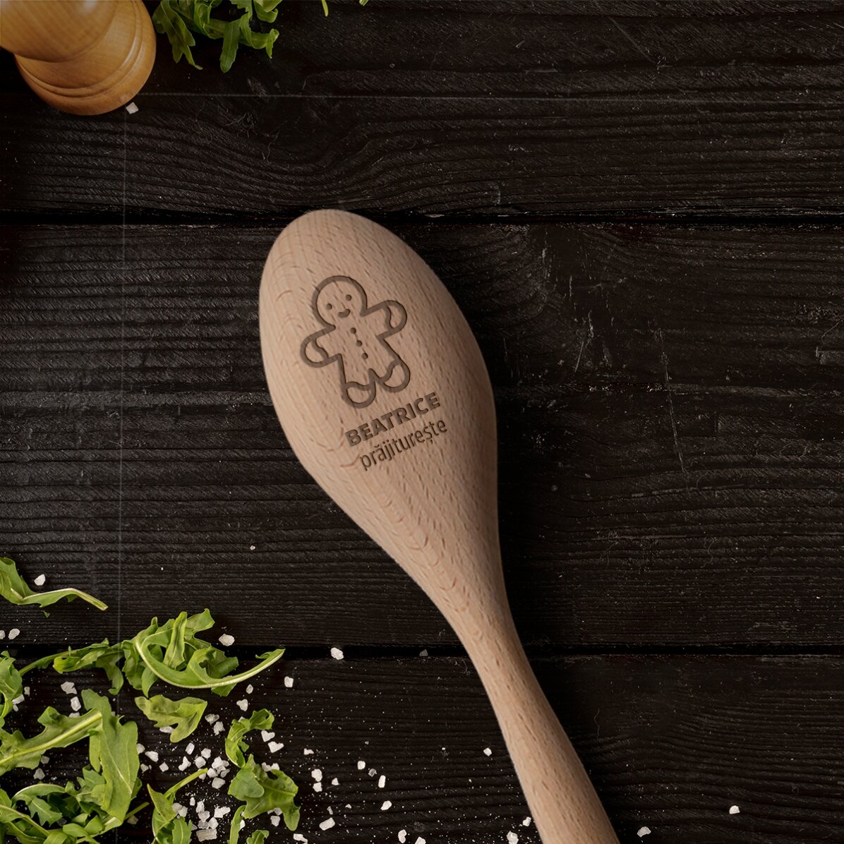 Dřevěná lžíce s vlastním potiskem – Gingerbread