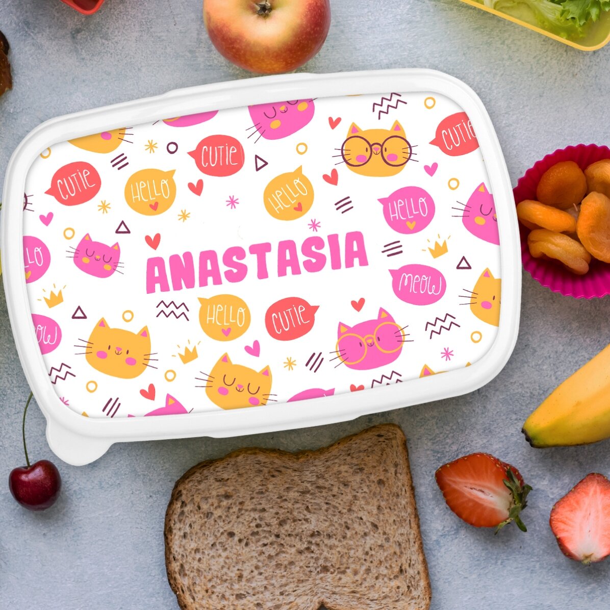 Krabička na oběd, personalizovaná miska se jménem – Hello cuties