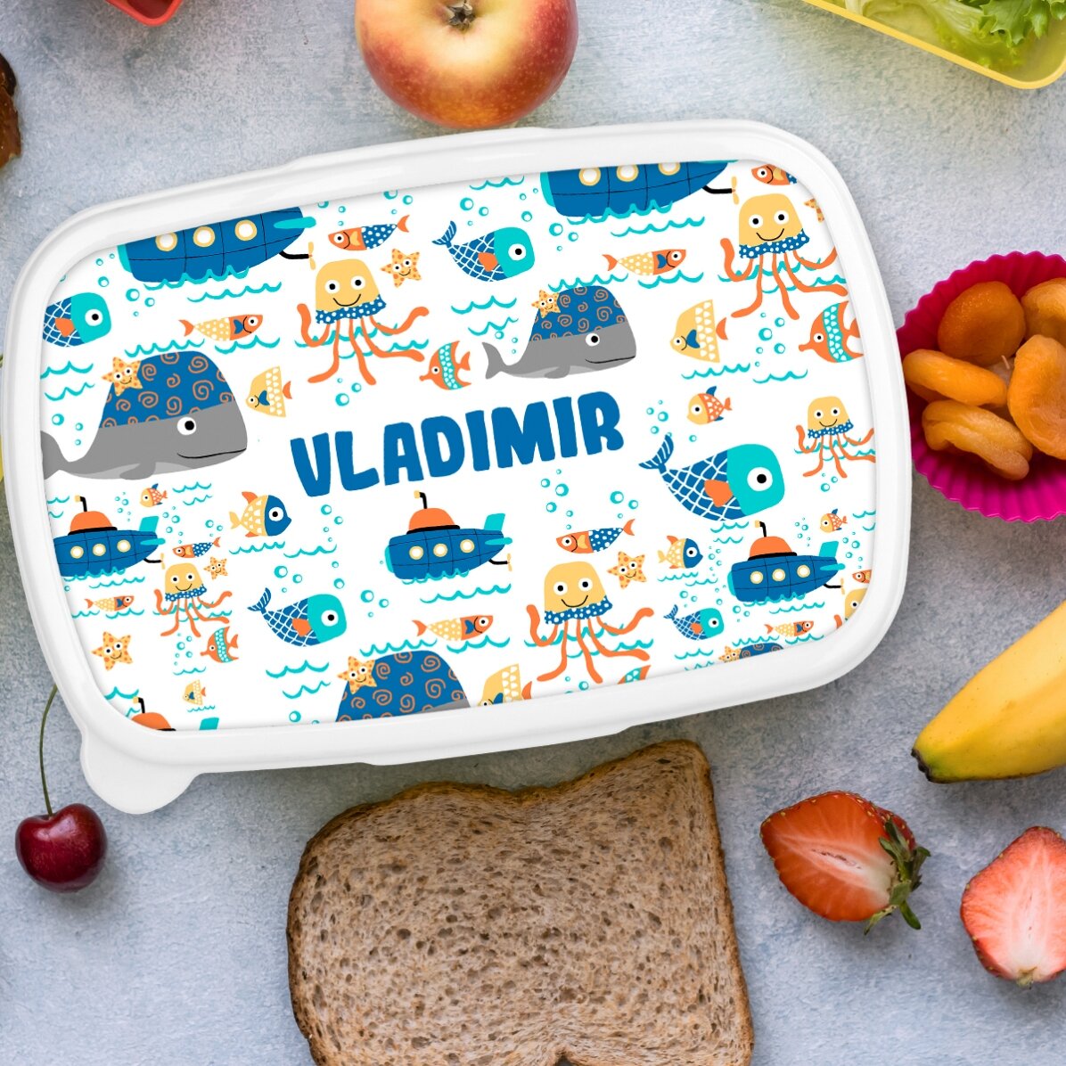 Krabička na oběd, personalizovaná miska s nápisem – Blue sea