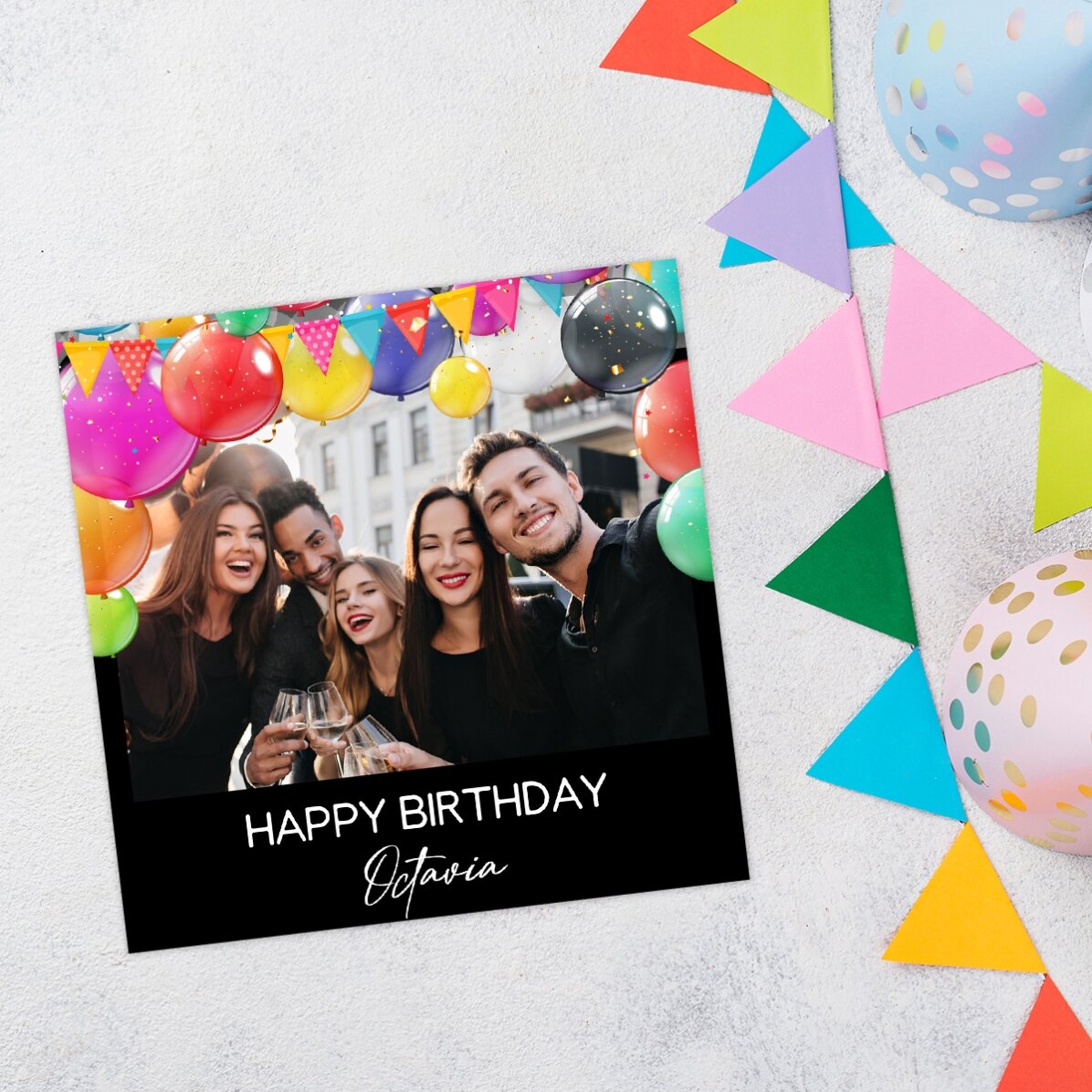 Magnet 10x10 s vlastní fotografií a textem – Happy Birthday