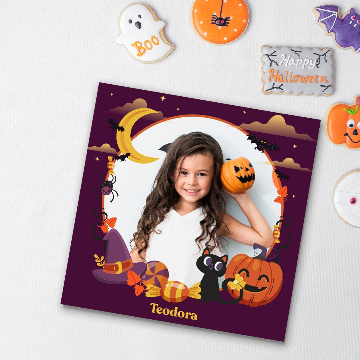 Magnet 10x10 s vlastní fotografií a textem – Happy Halloween