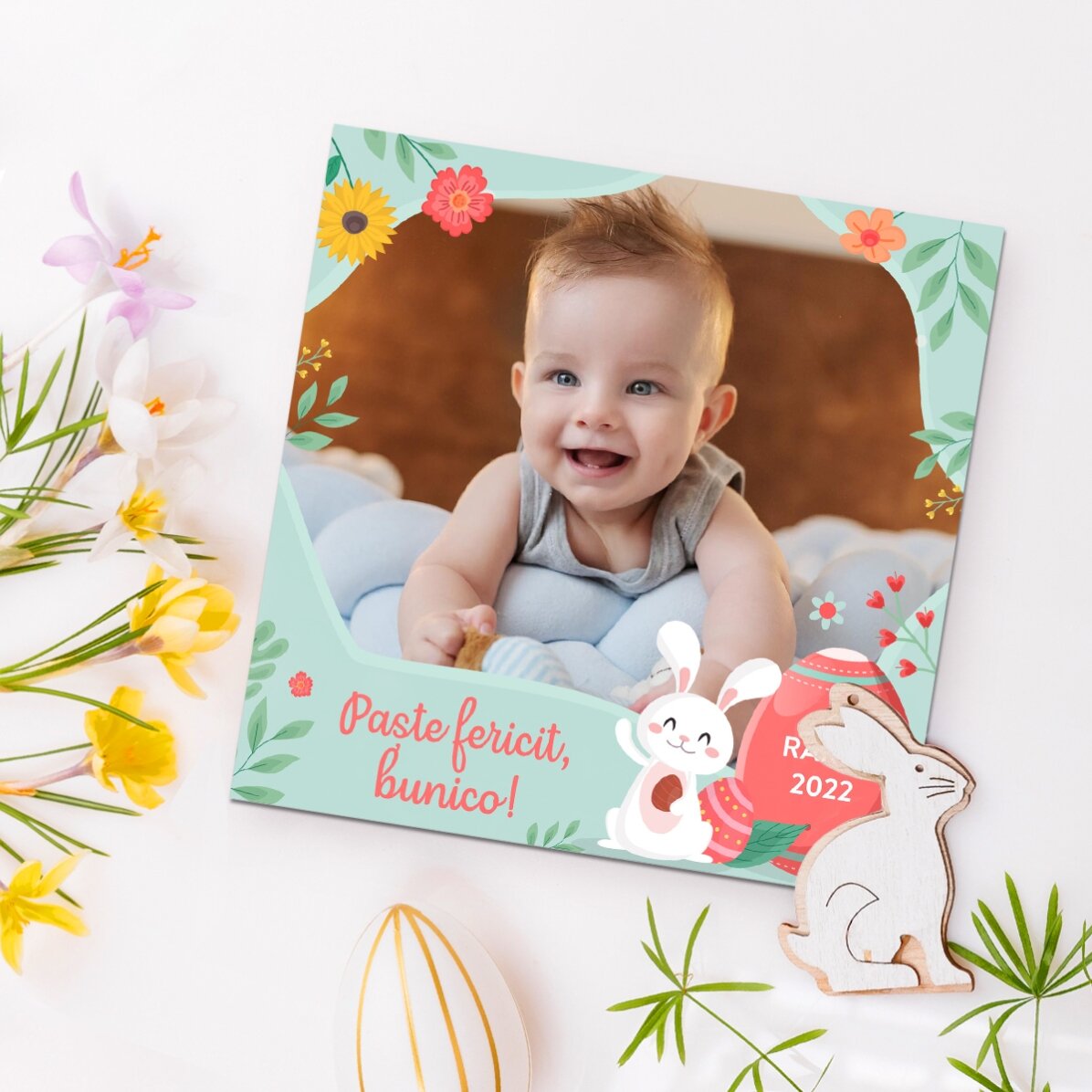 Magnet 10x10 s vlastní fotografií a textem – Veselé Velikonoce