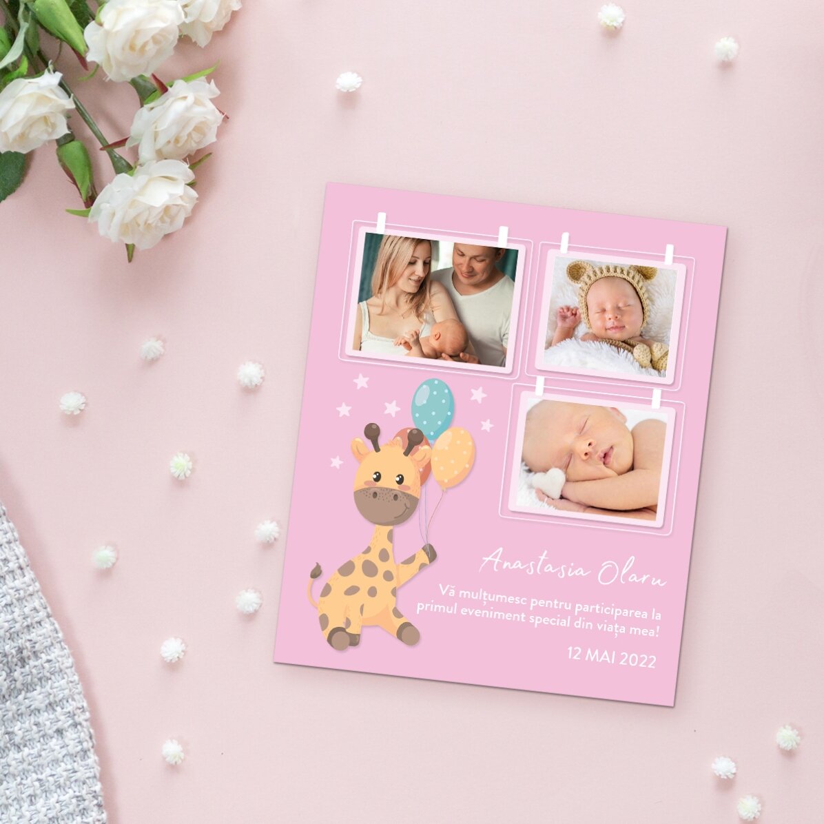 Magnet 10 × 12 cm s 3 fotografiemi a textem – Baby