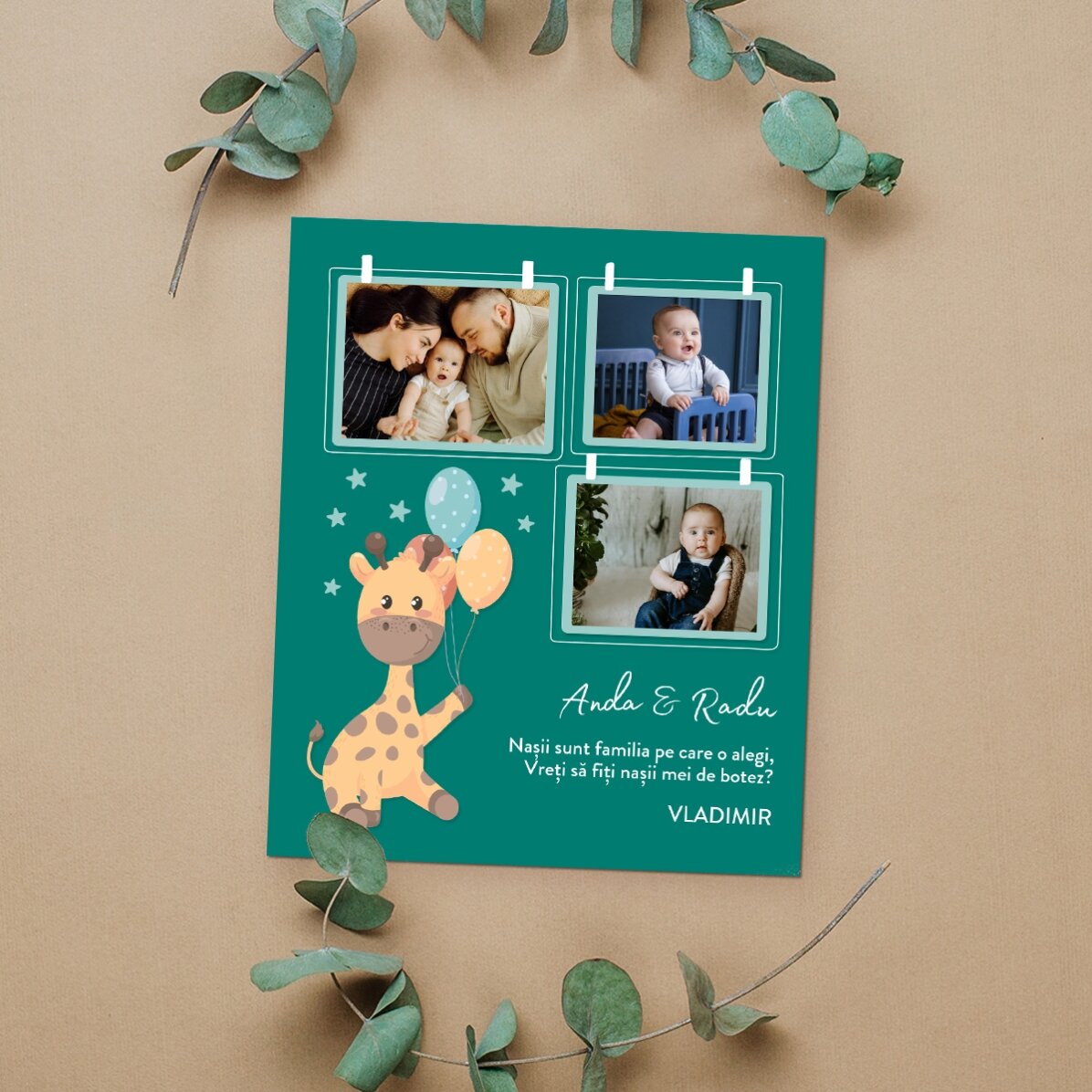 Magnet 10 × 12 cm s 3 fotografiemi a textem – Baby