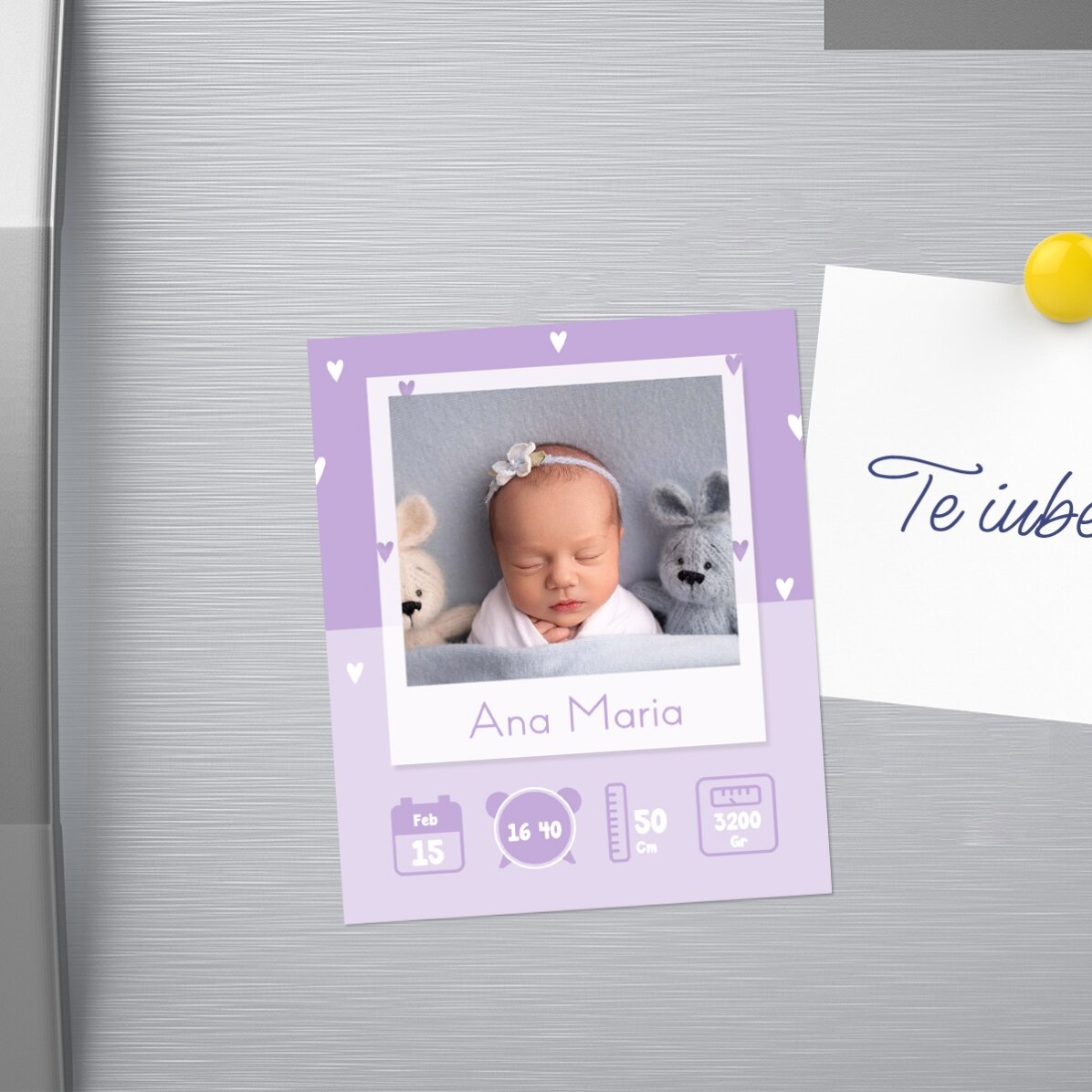 Magnet 10 × 12 cm s vlastní fotografií a textem – Baby