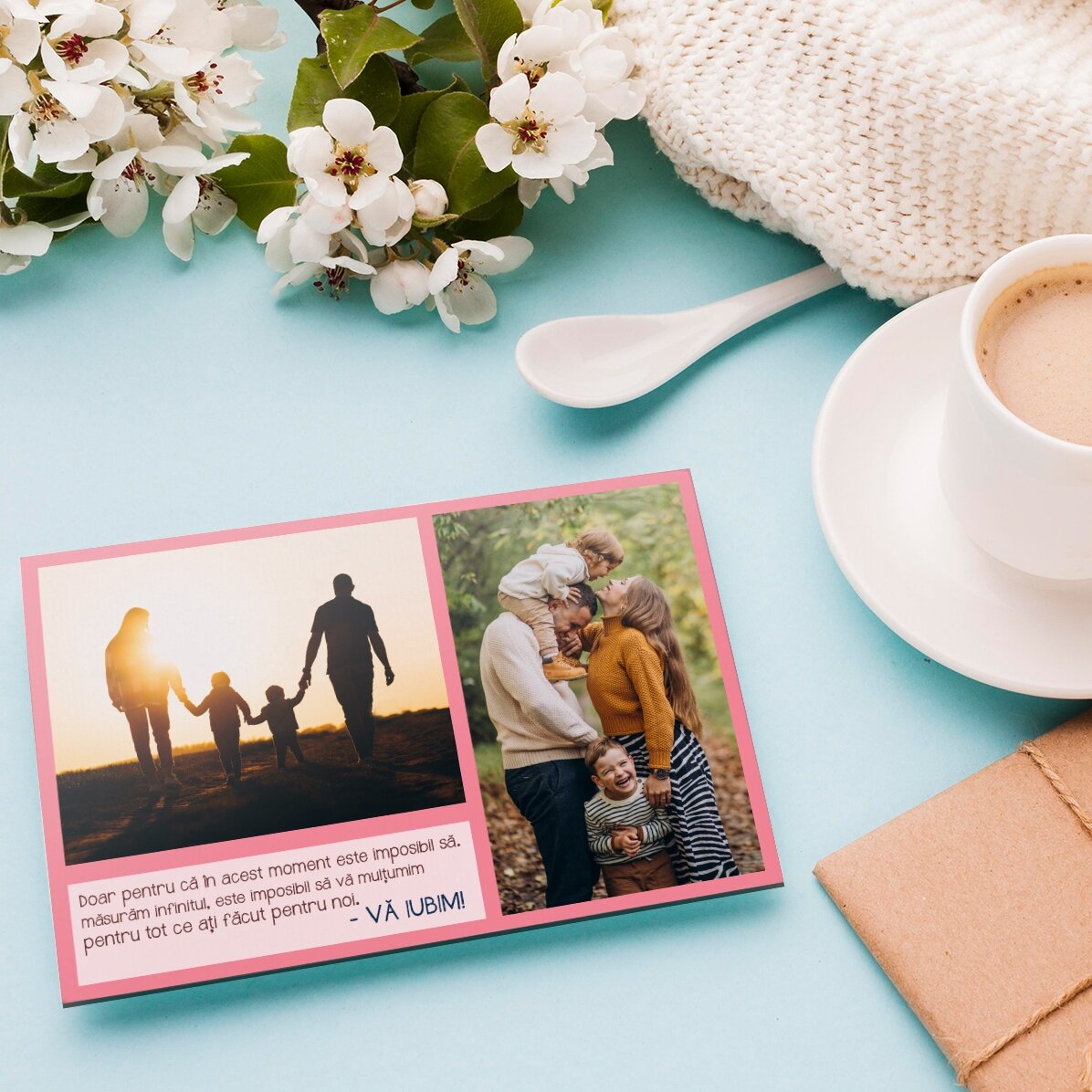 Magnet 10 × 15 cm s vlastním textem a 2 fotografiemi – Děkujeme!