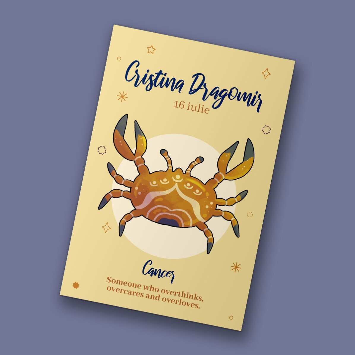 10x15 cm magnet personalised with text - Cancer zodiac sign