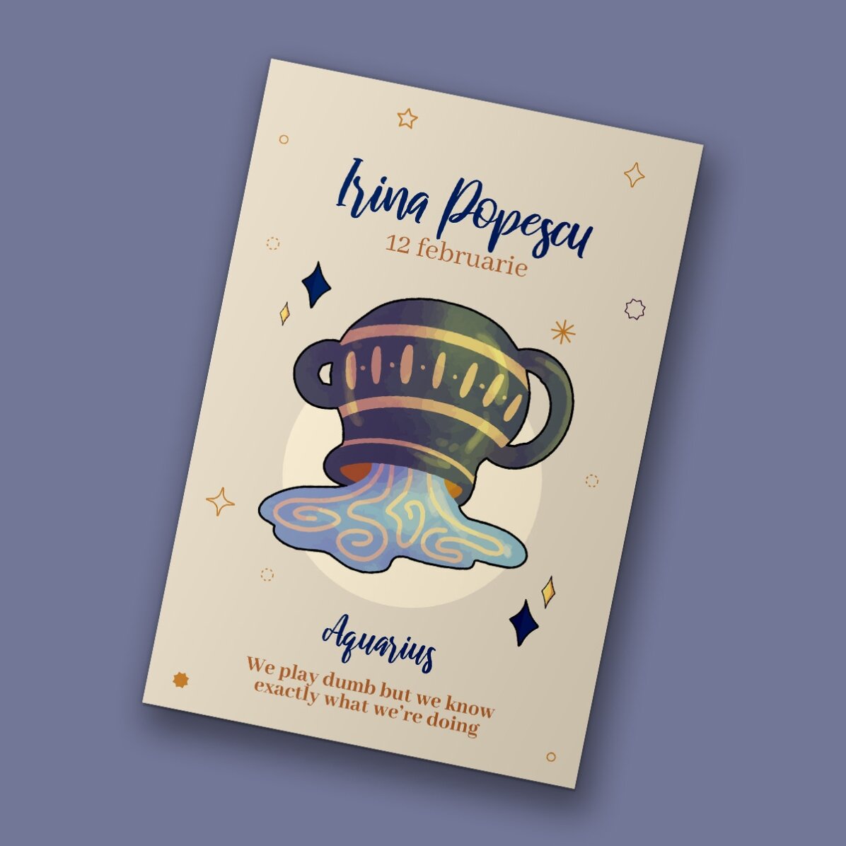 Magnet 10 × 15 cm s vlastním textem – znamení Vodnáře
