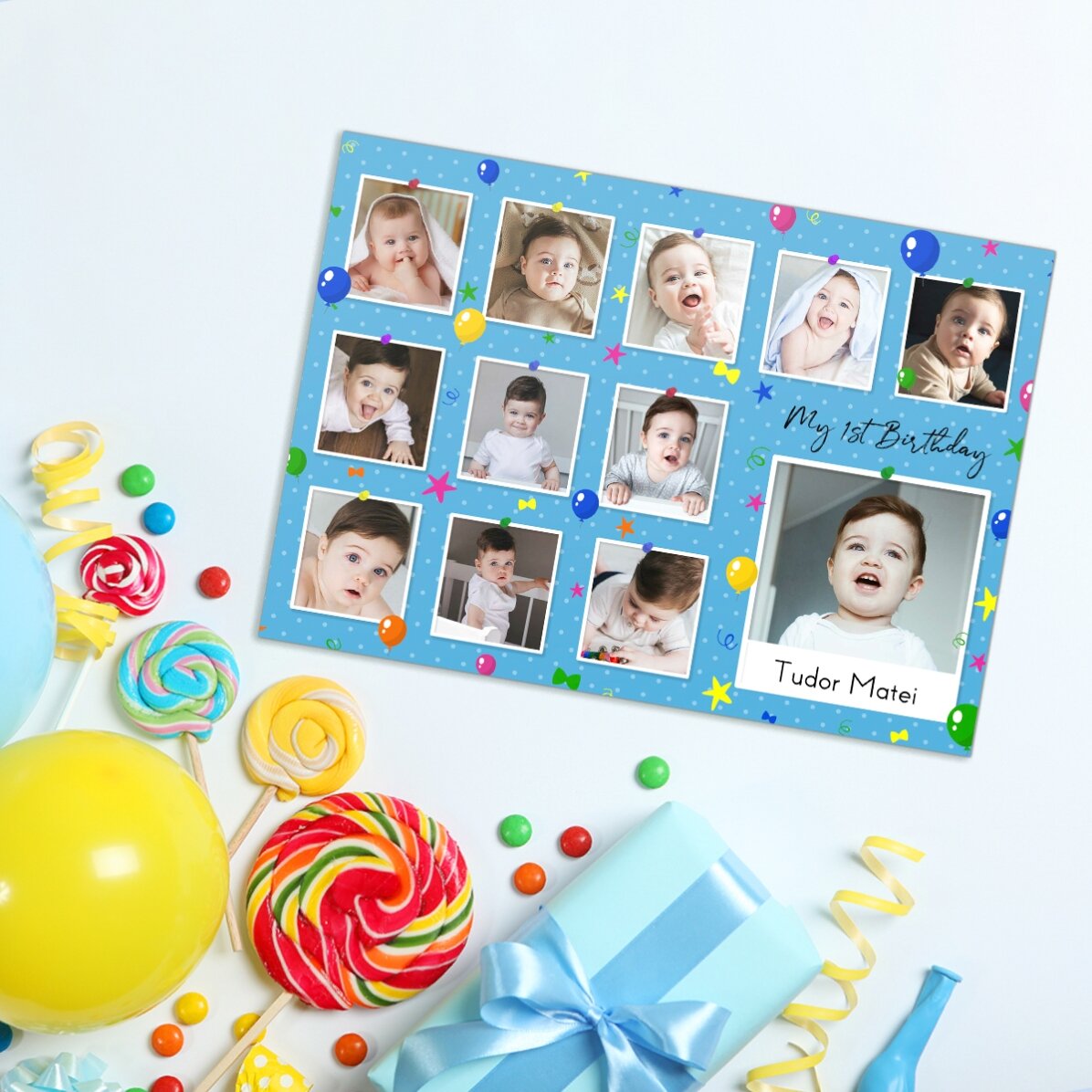 Magnet 18 x 13 cm s vlastními fotkami a textem – Moje první narozeniny