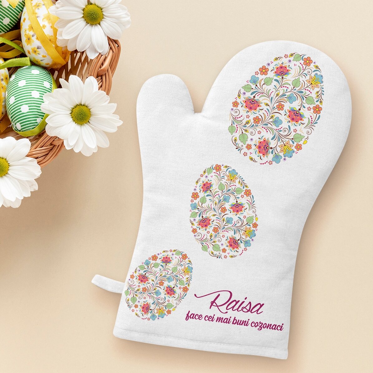 Kuchyňská rukavice s vlastním nápisem – Happy Easter