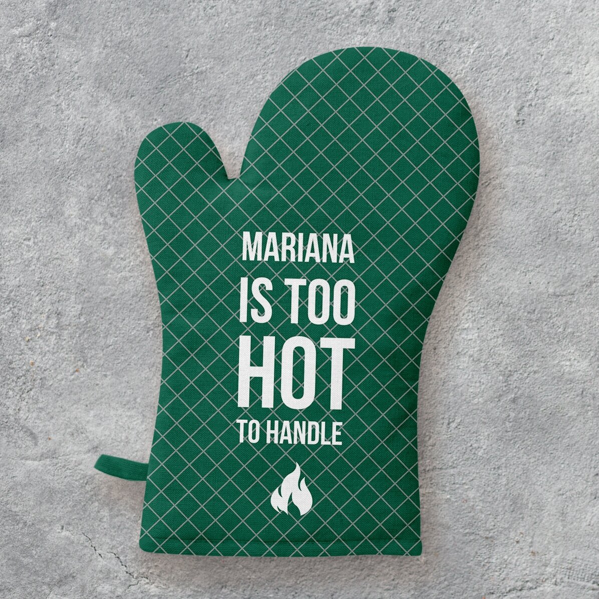 Personalizovaná kuchyňská rukavice s nápisem – Too hot
