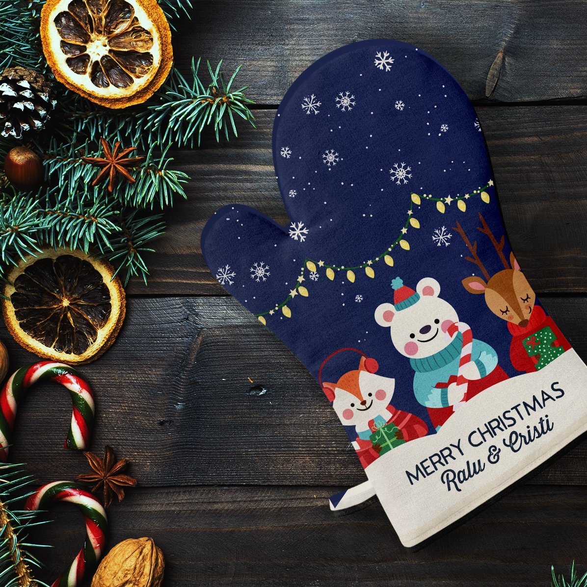 Kuchyňská rukavice s vlastním textem – Christmas Night