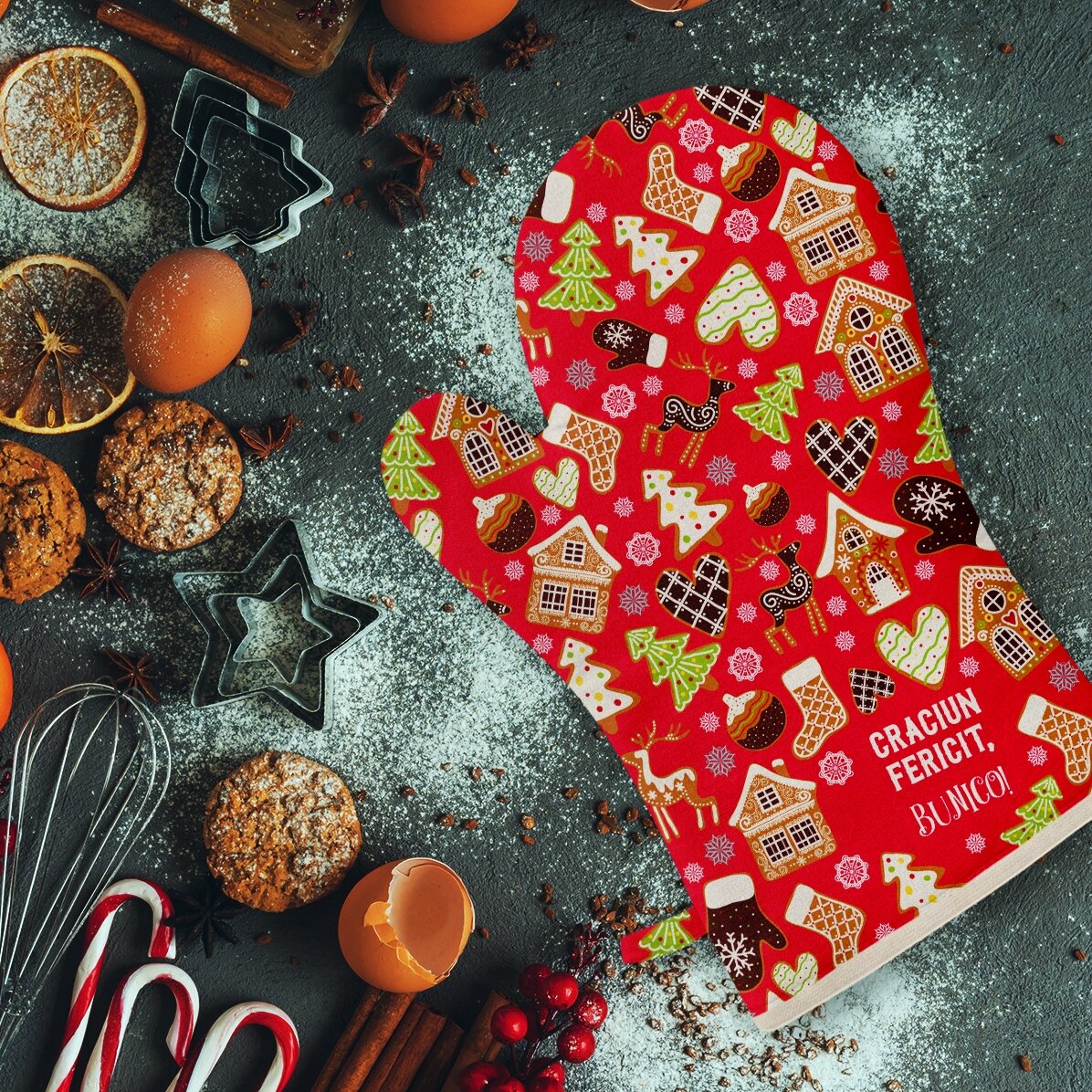 Kuchyňská rukavice s vlastním textem – Gingerbread