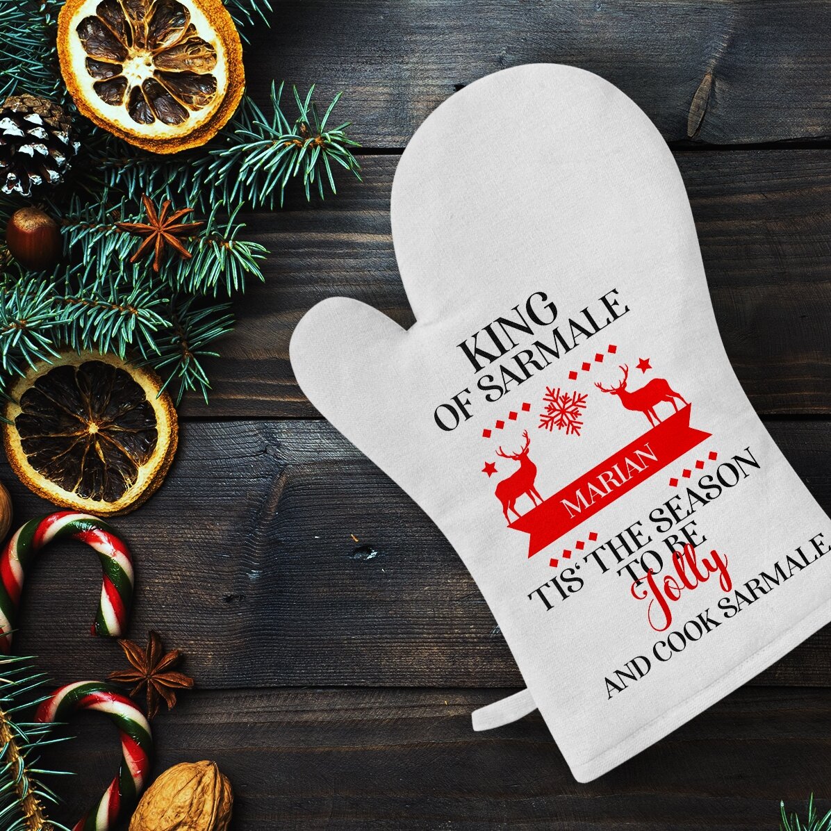 Personalizovaná kuchyňská rukavice s nápisem – King of sarmale
