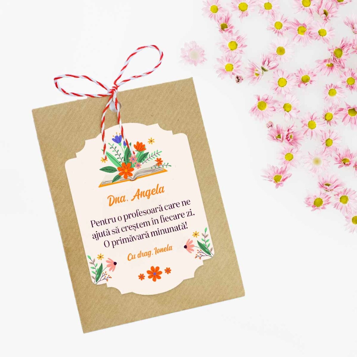 Personalizovaný Martisor k zasazení s textem pro učitelky