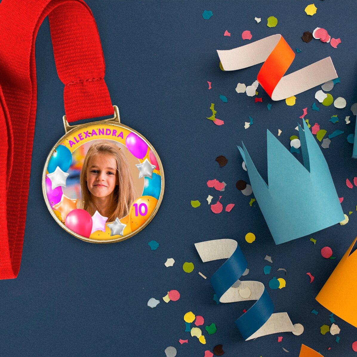 Personalizovaná medaile s fotografií a textem – Happy Birthday