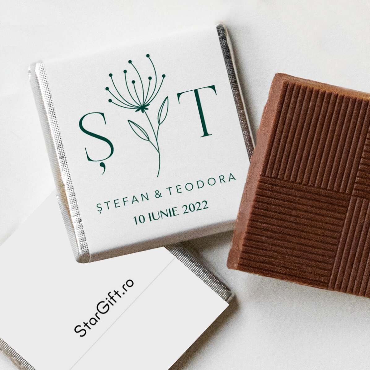 Mini čokoládová svatební upomínka s vlastním textem – Elegantní