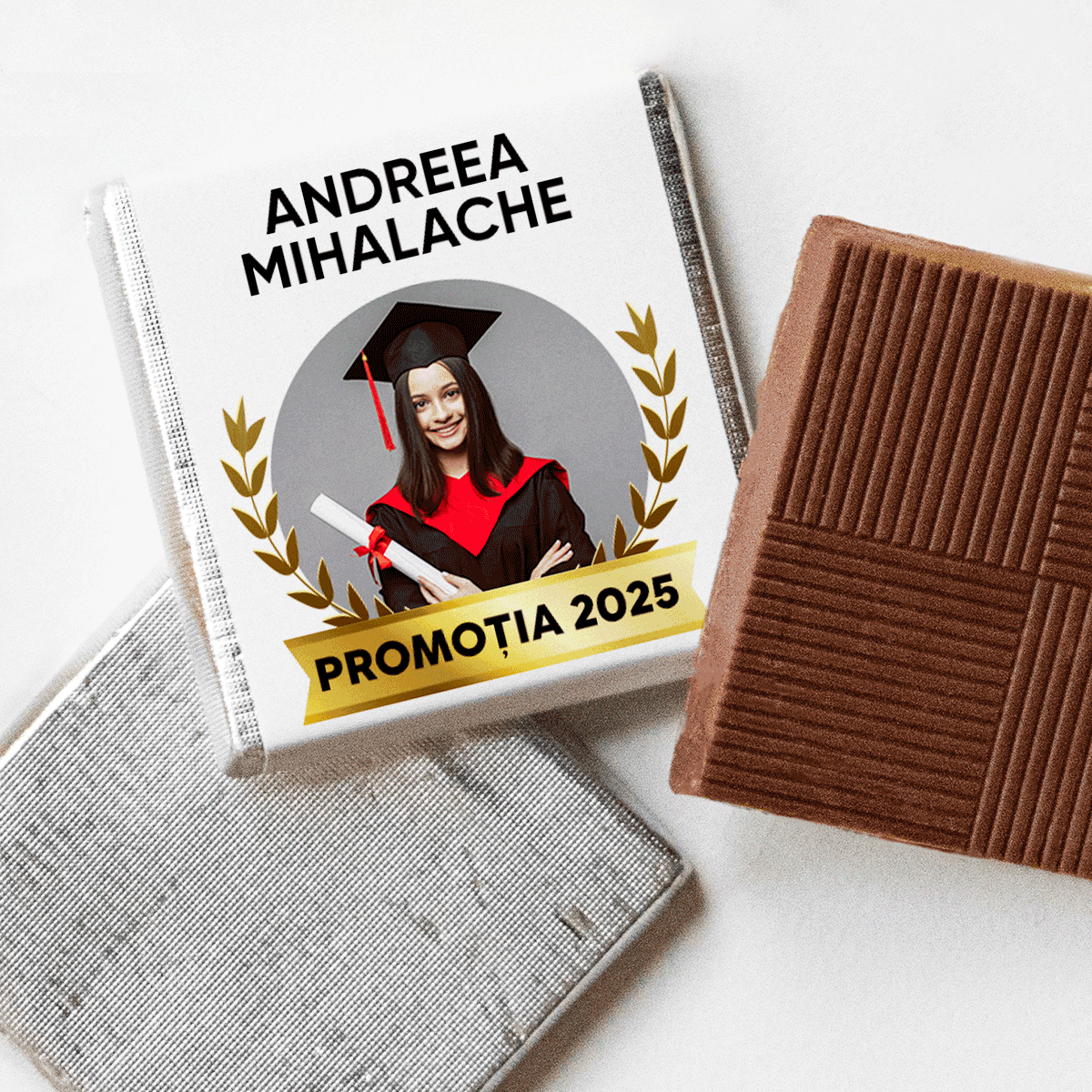 Mini čokoláda s vlastním textem a fotografií nebo logem – Promoce