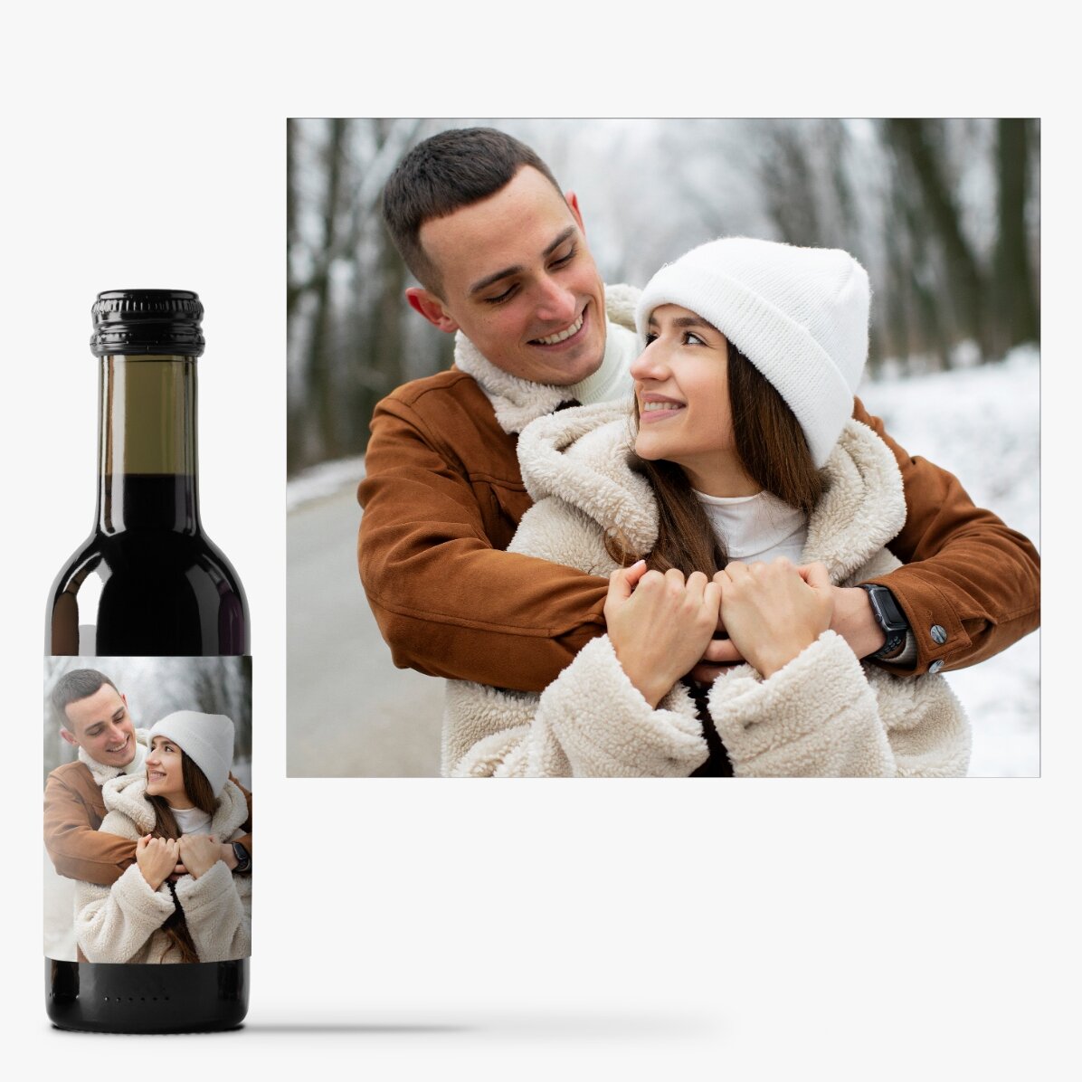 Malá lahvička vína s vlastní fotografií