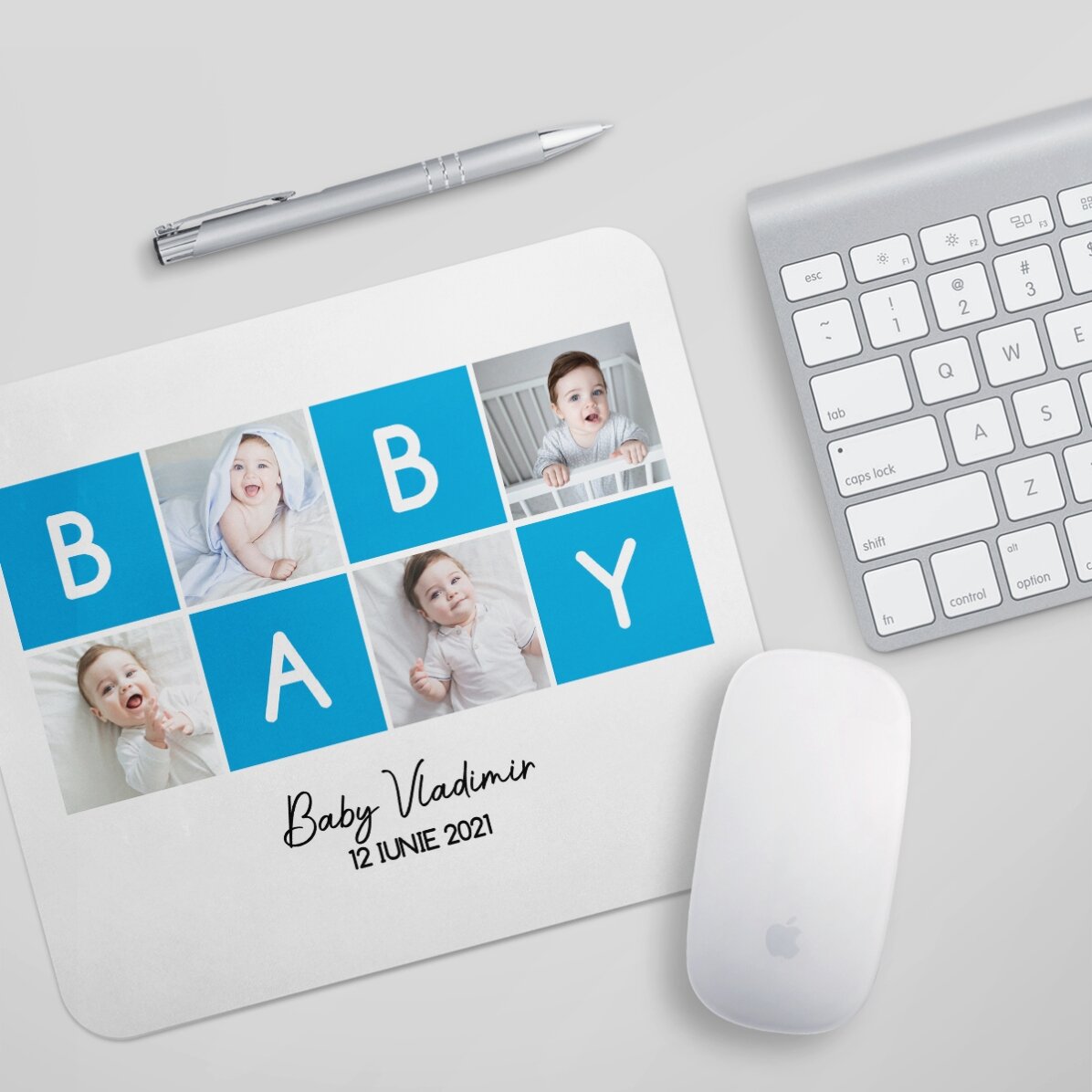 Personalizovaná podložka pod myš se 4 fotografiemi a textem – LOVE