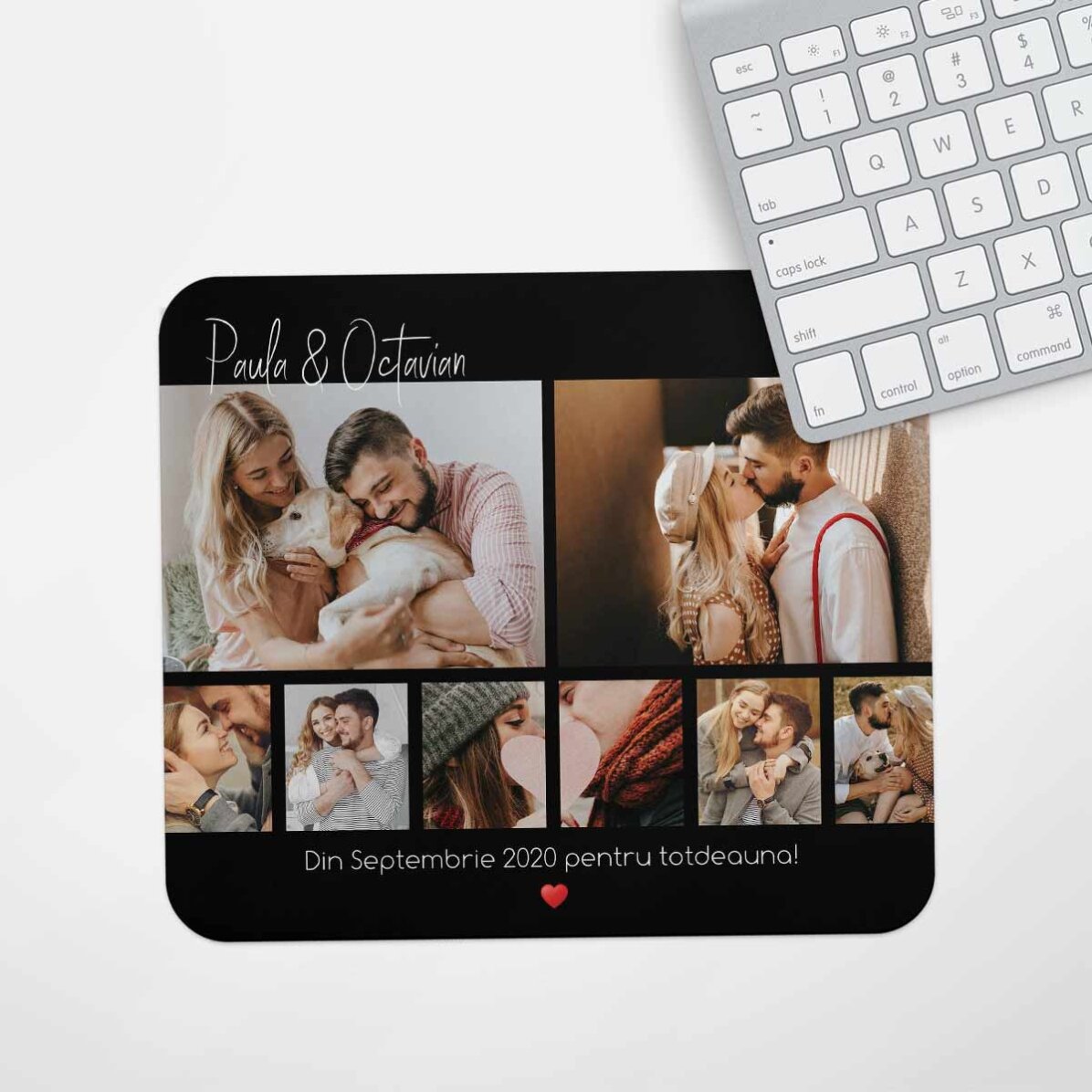 Personalizovaná podložka pod myš s 8 fotografiemi a textem – For you