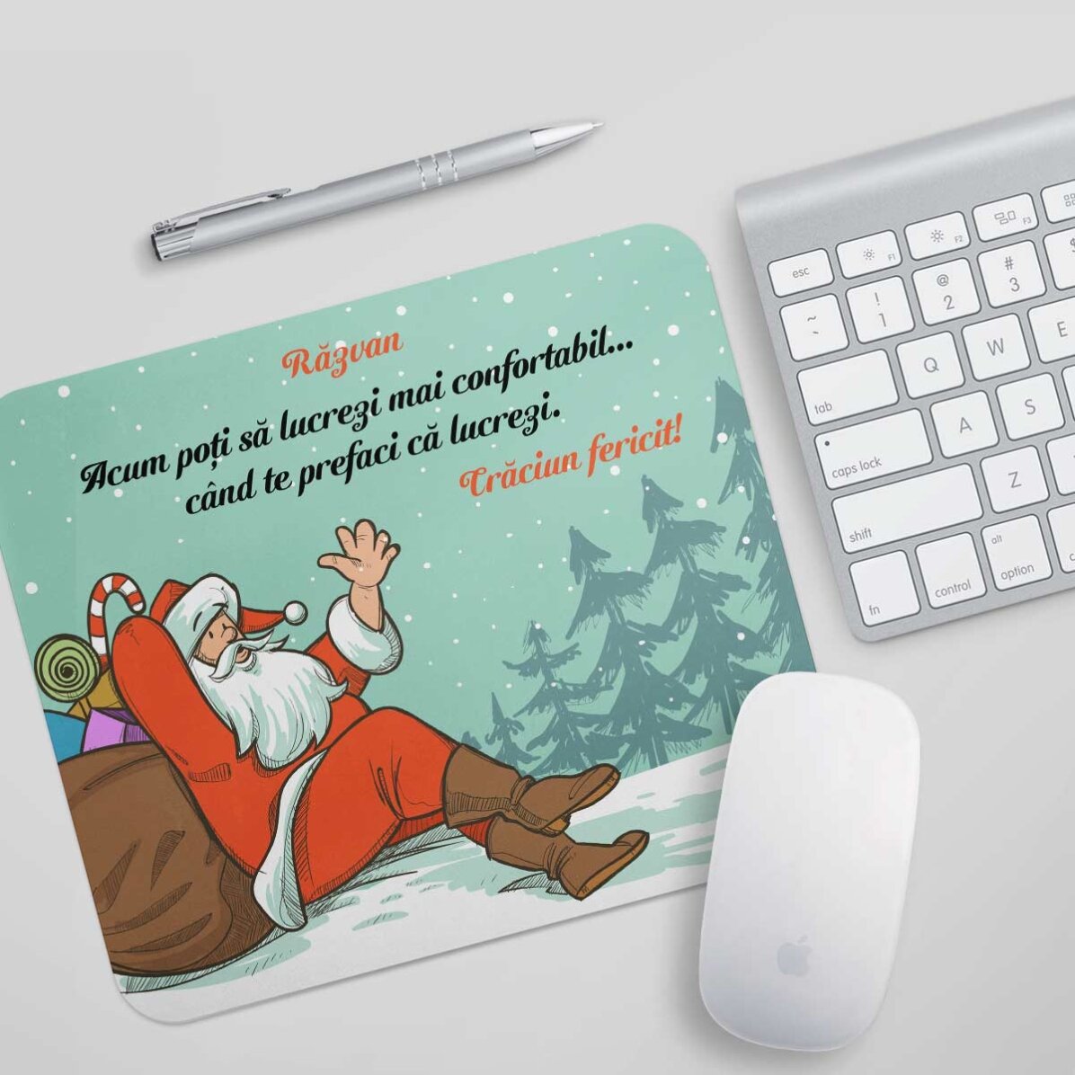 Podložka pod myš s vlastním textem – Veselé Vánoce!