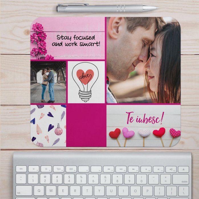 Podložka pod myš s vlastním textem a fotografií – Love