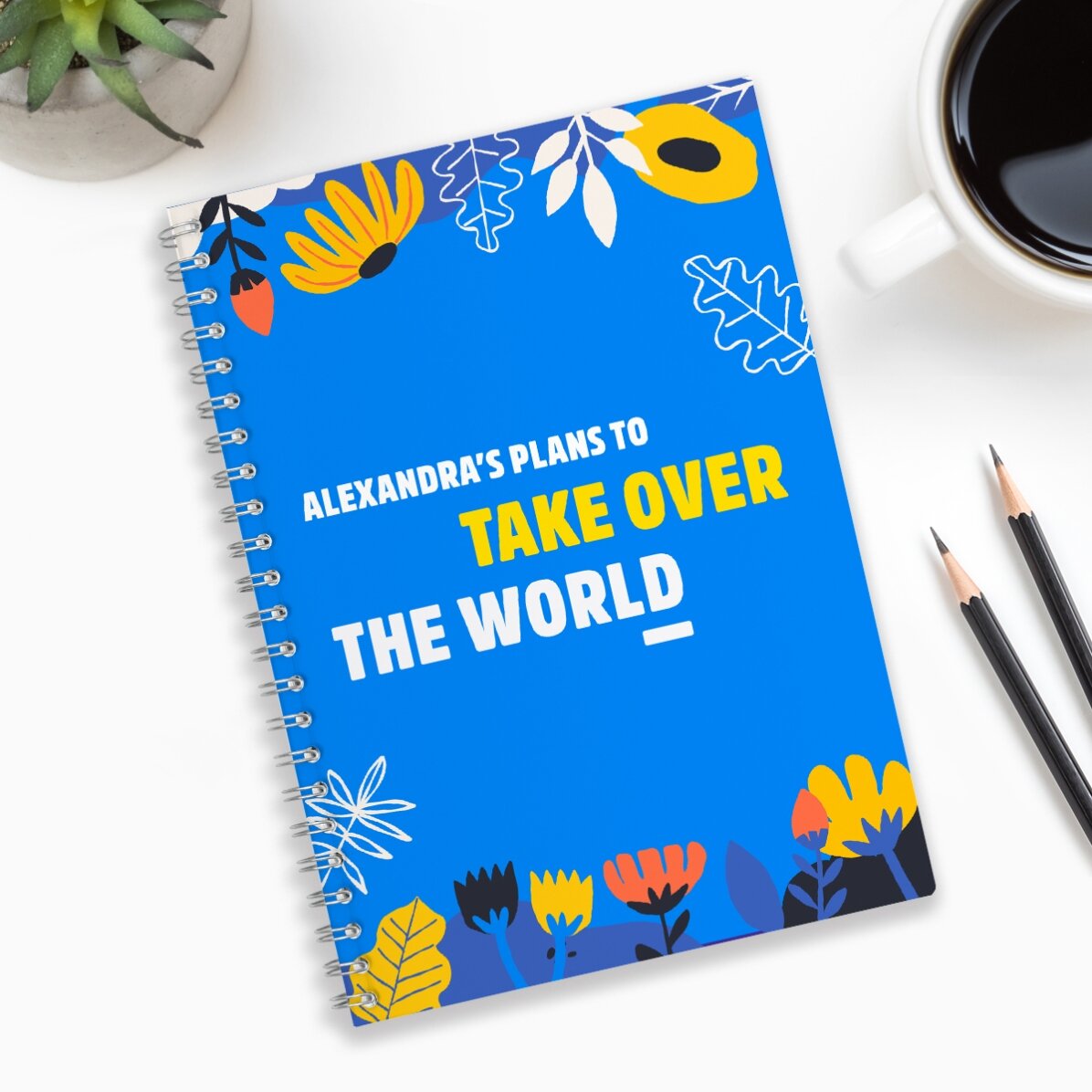Notebook s vlastním textem – Take over the world