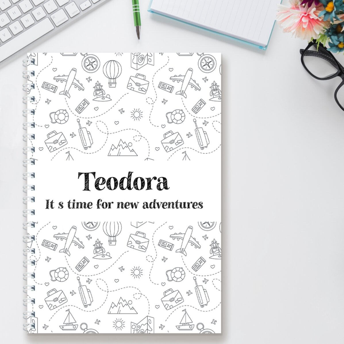 Notebook s vlastním textem – Čas na nová dobrodružství