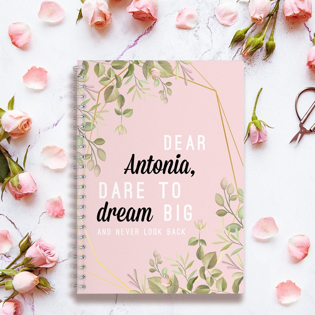 Zápisník s květinovým motivem na míru „Dear Antonia“