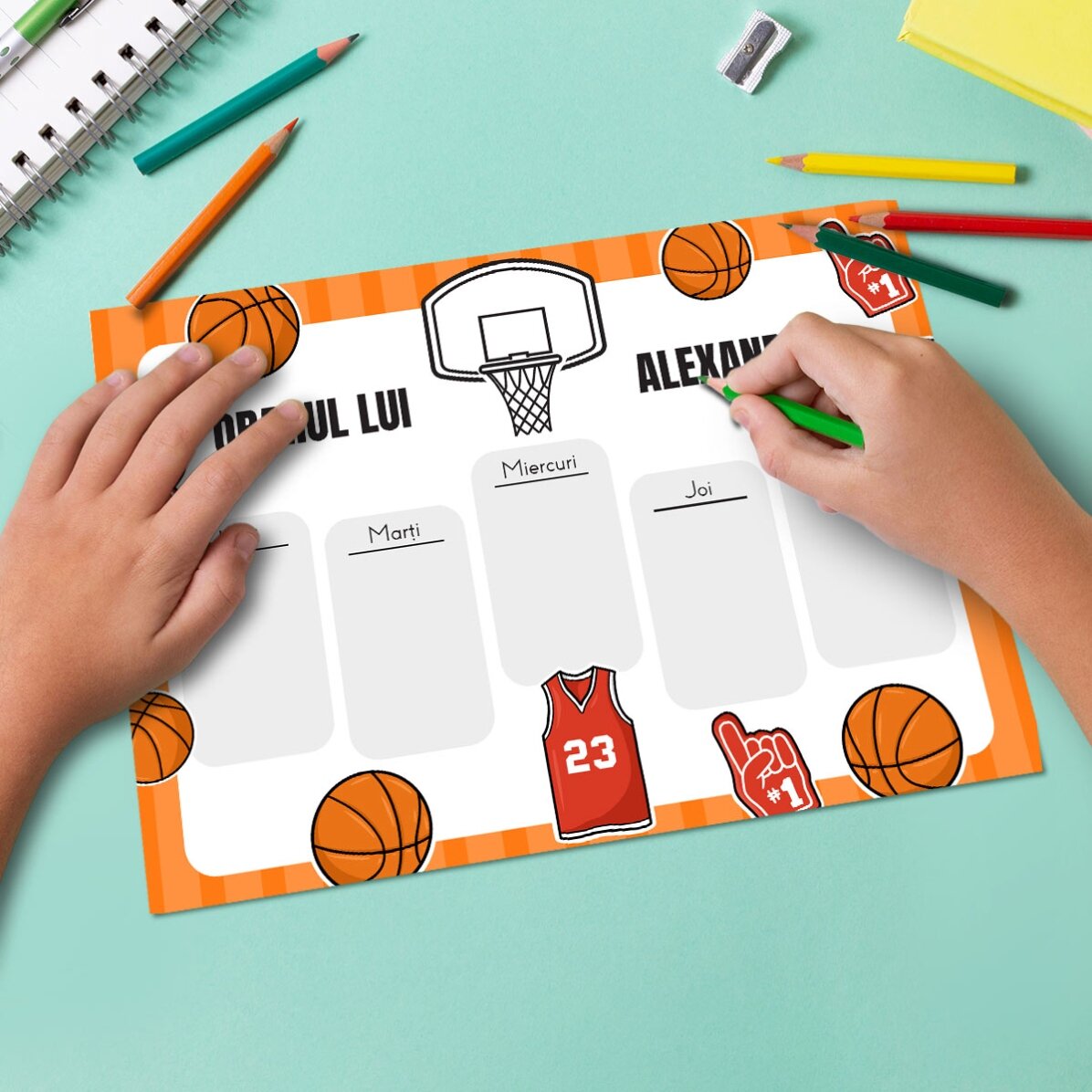 Přizpůsobený rozvrh s textem – Basketbal