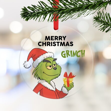 Personalised round ornament with message - Grinch