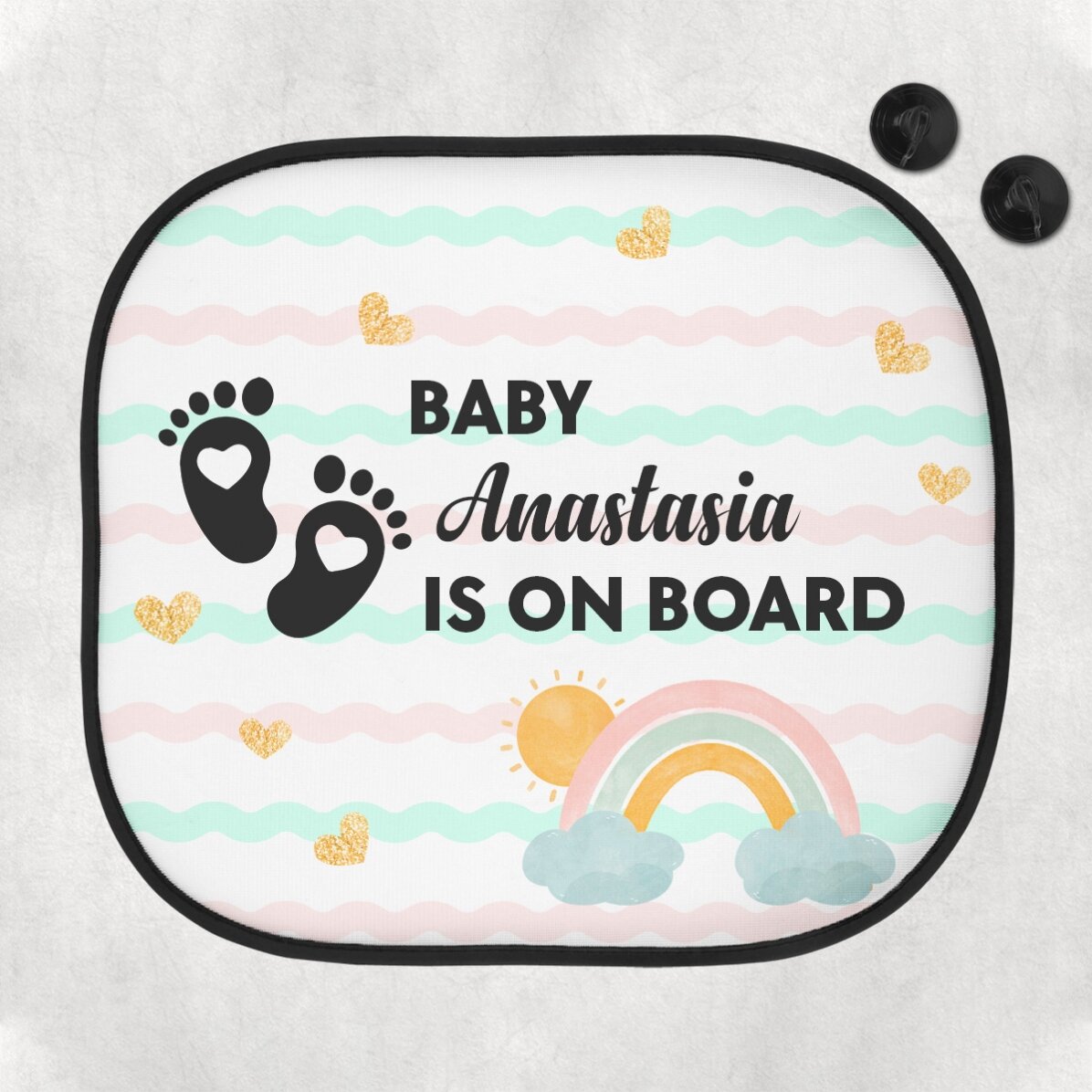 Personalizovaná sluneční clona do auta s nápisem – Baby on board