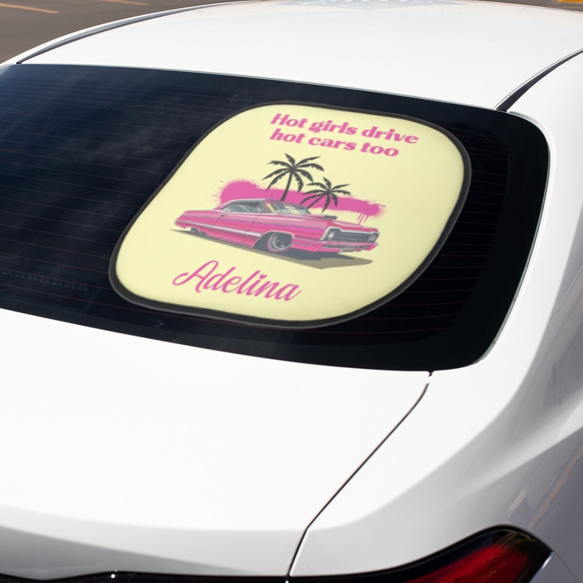Autosluneční clona s vlastním textem – růžová