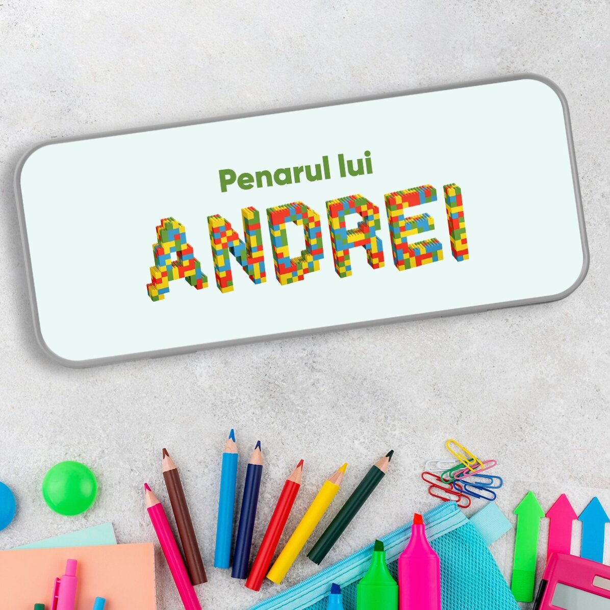 Personalizované pouzdro na tužky s nápisem – Lego