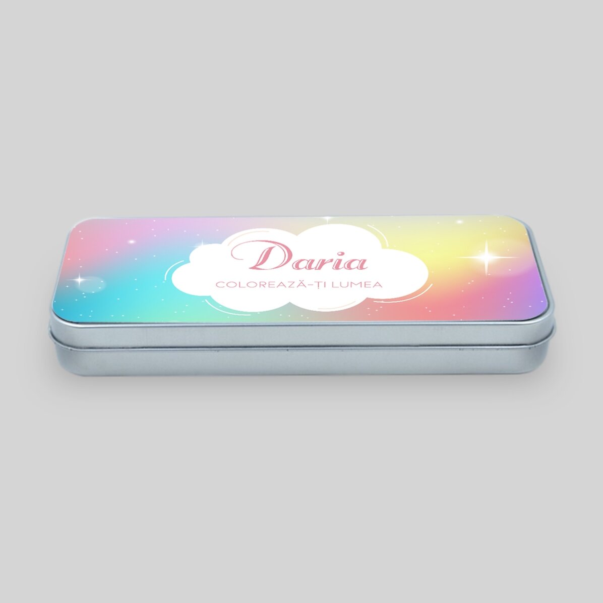 Personalizované pouzdro na tužky s nápisem – Rainbow