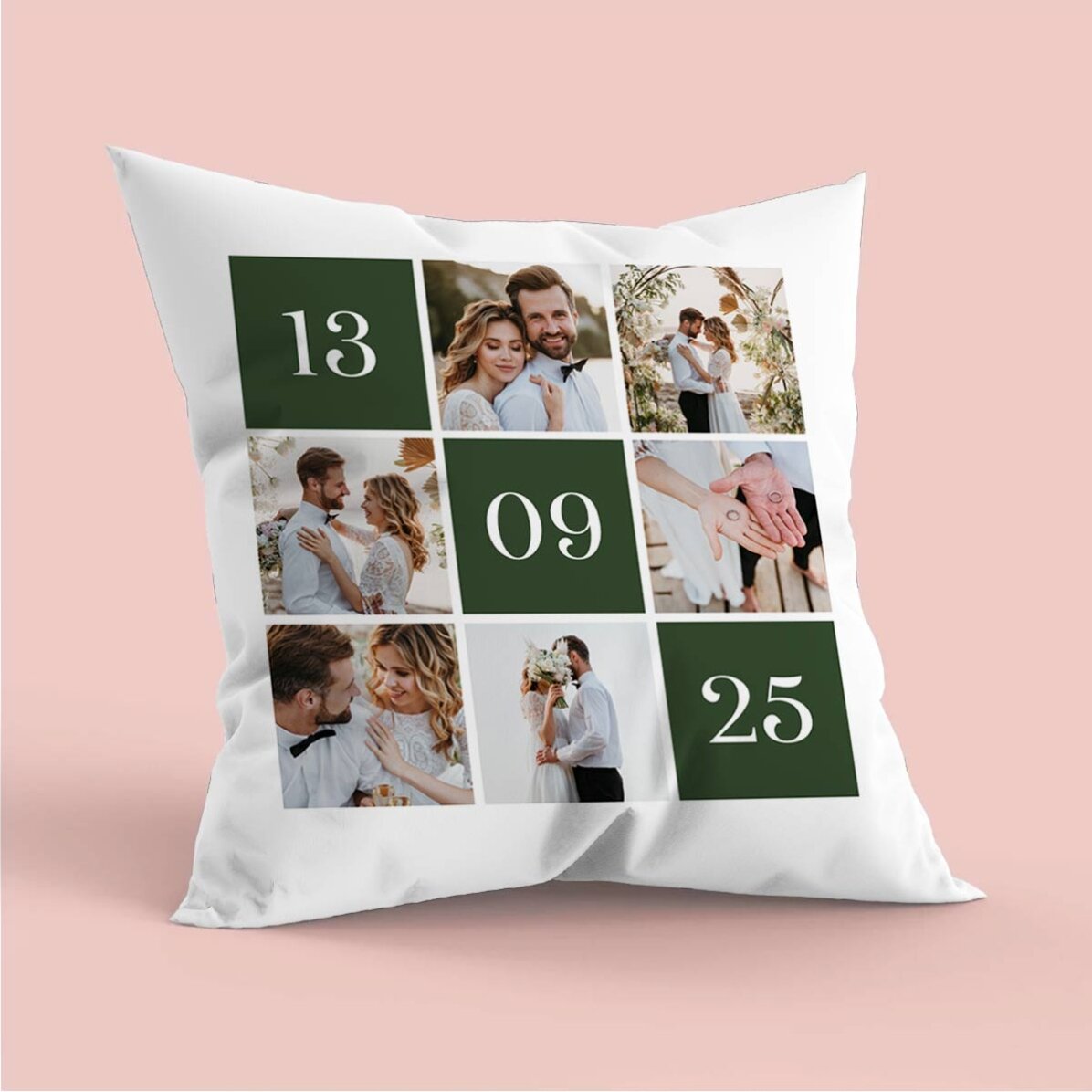 Personalizovaný polštář se 6 fotografiemi a datem