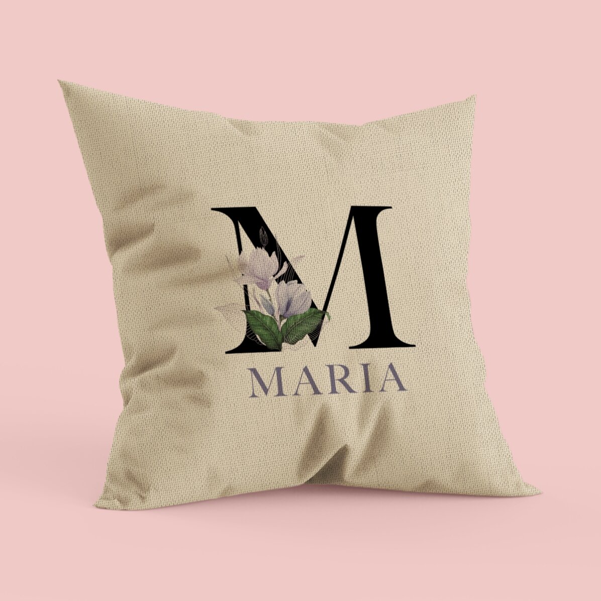 Personalised cushion with initial and name - In