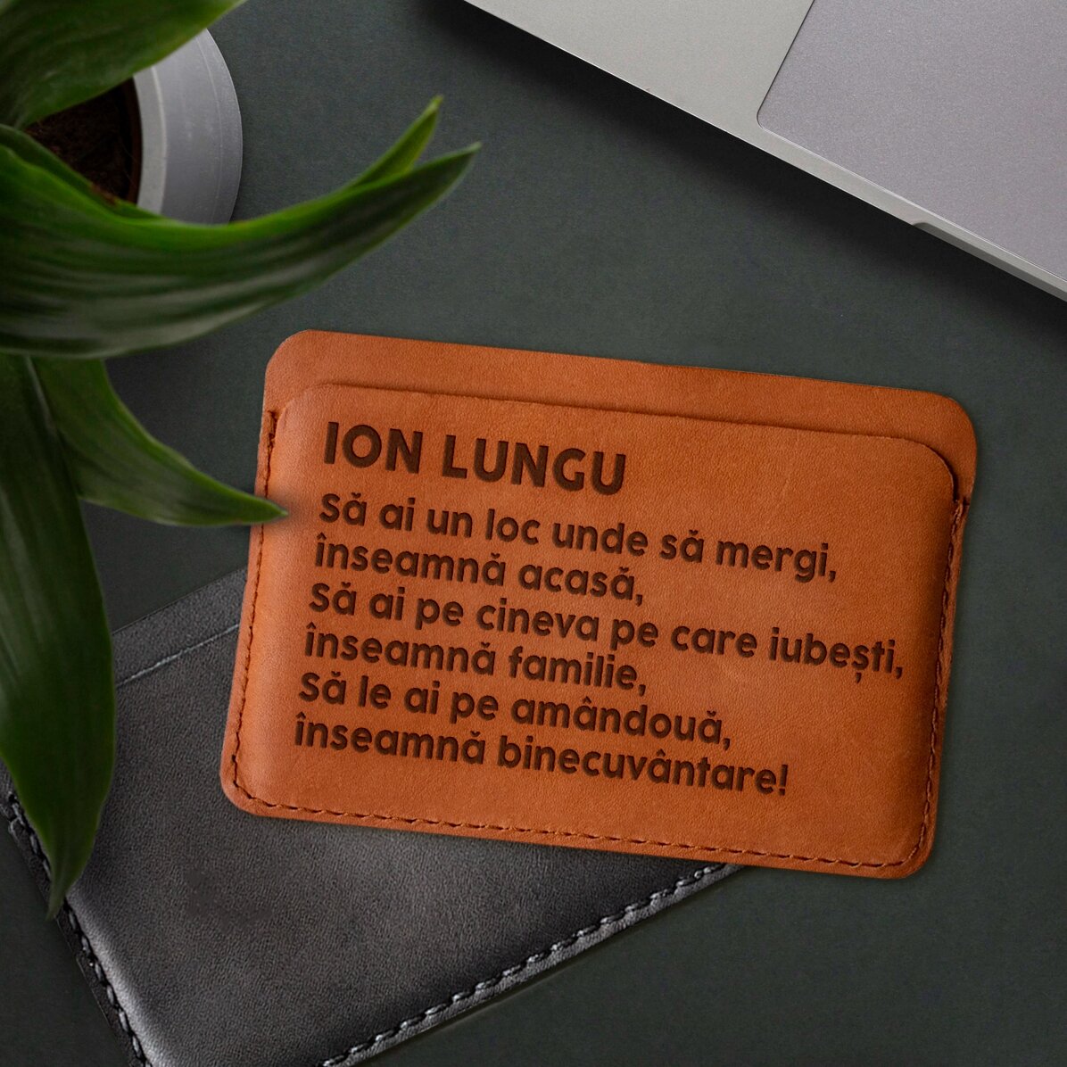 Kožená peněženka s osobním nápisem pro rodinu